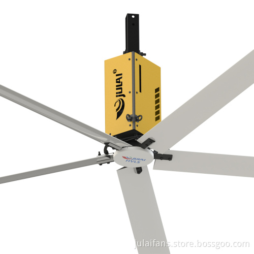 Large silent ceiling fan for commercial venues